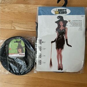 Party King Women's Liquid Black Sexy Witch 3 Piece Costume Set